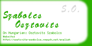 szabolcs osztovits business card